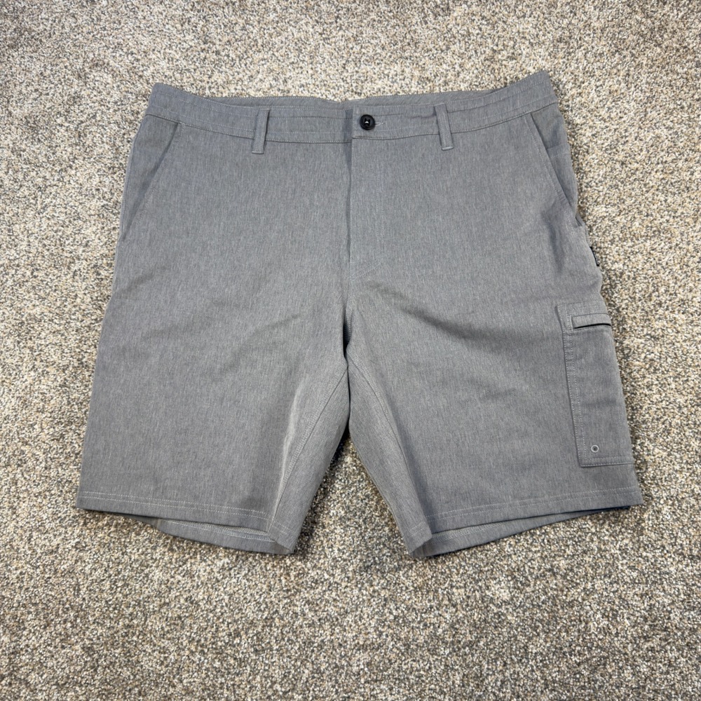 ONeill Hybrid Shorts Mens 37 Gray Heathered Stretch Quick Dry Cargo Pocket Surf